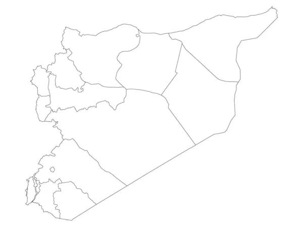 White Flat Governorates Mapa Del País Oriente Medio Siria — Archivo Imágenes Vectoriales