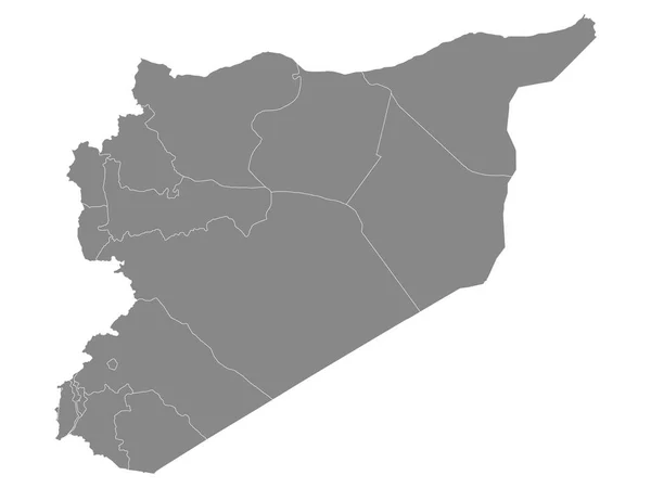 Carte Des Gouvernorats Plats Gris Moyen Orient Pays Syrie — Image vectorielle