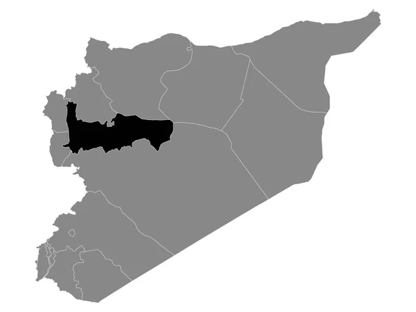 Карта Расположения Сирийской Губернии Хама Рамках Серой Карты Сирии — стоковый вектор