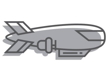 Gölgeli Gri Çizgi Film Zeplini 'nin Vektör İllüstrasyonu