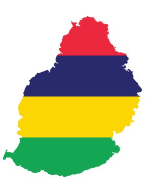 Mauritius Haritasında Bayrak Anonim Şirketi 'nin Vektör İllüstrasyonu