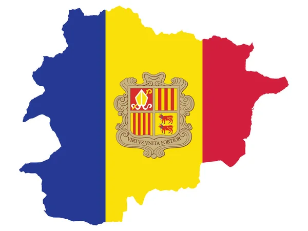 Ilustração Vetorial Bandeira Incorporada Mapa Andorra —  Vetores de Stock