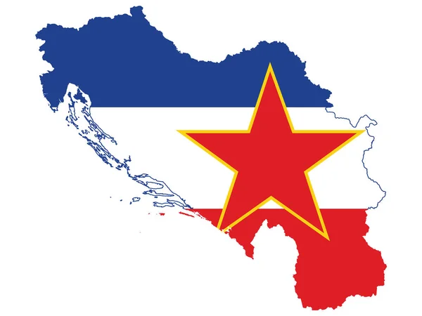 Ilustración Vectorial Bandera Incorporada Mapa Antigua Yugoslavia — Archivo Imágenes Vectoriales