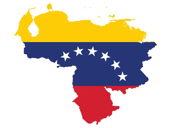 Venezuela Térképére Felvitt Zászló Illusztrációja — Stock Vector