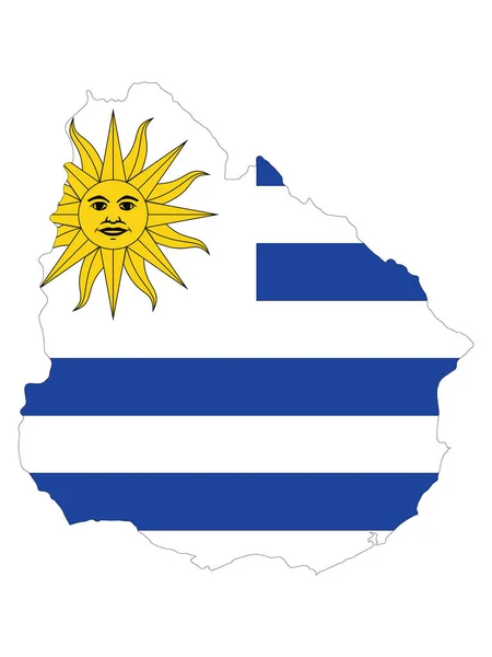 Illustrazione Vettoriale Della Bandiera Incorporata Nella Mappa Uruguay — Vettoriale Stock