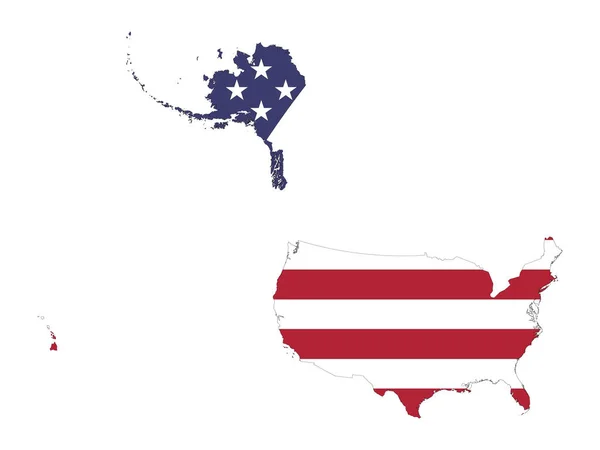Ilustración Vectorial Bandera Incorporada Mapa Estados Unidos — Archivo Imágenes Vectoriales