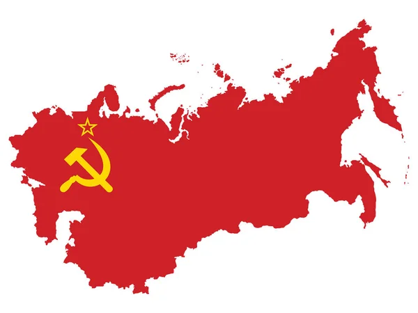 Vector Illustration Flag Incorporated Map Ussr 구소련 — 스톡 벡터