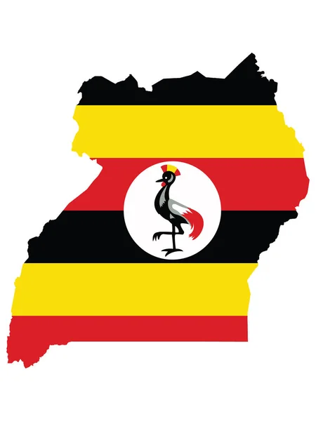Vektorillustration Der Flagge Die Die Landkarte Ugandas Integriert Ist — Stockvektor