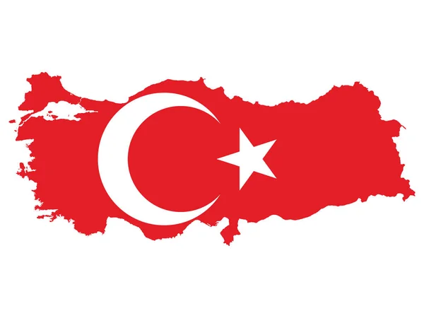 Ilustração Vetorial Bandeira Incorporada Mapa Turquia — Vetor de Stock