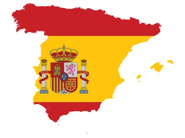 スペイン地図に組み込まれている旗のベクトルイラスト — ストックベクタ