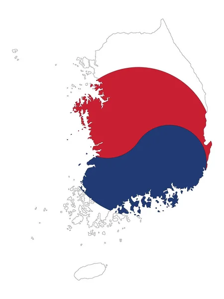 Vector Illustration Flag Incorporated Map South Korea — стоковый вектор