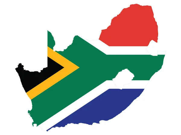 南アフリカの地図に組み込まれた旗のベクトルイラスト — ストックベクタ