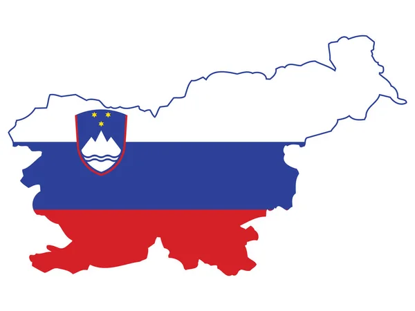 Vector Illustration Flag Incorporated Map Slovenia — Stock Vector