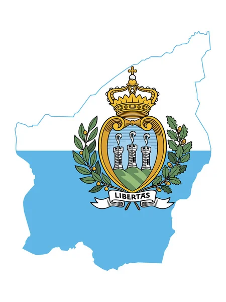 Ilustración Vectorial Bandera Incorporada Mapa San Marino — Archivo Imágenes Vectoriales