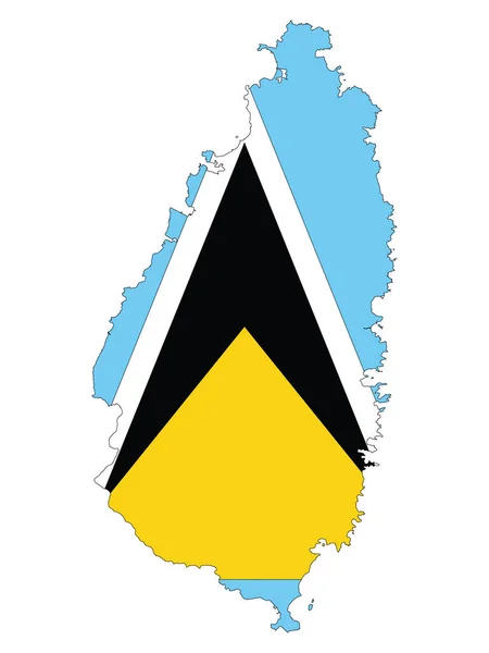 Vector Illustratie Van Vlag Opgenomen Kaart Van Saint Lucia — Stockvector