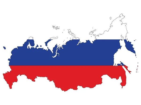 Vector Illustratie Van Vlag Opgenomen Kaart Van Rusland — Stockvector