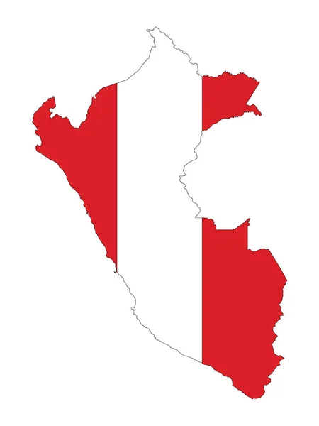 Vector Illustratie Van Vlag Opgenomen Kaart Van Peru — Stockvector