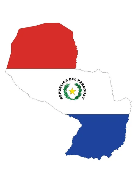 Εικονογράφηση Διανύσματος Της Σημαίας Ενσωματωμένης Στο Χάρτη Της Παραγουάης — Διανυσματικό Αρχείο