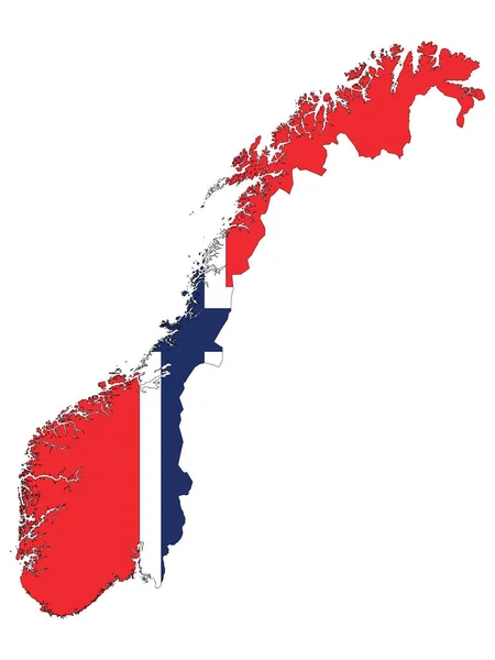 Vector Illustration Flag Incorporated Map Norway — 스톡 벡터