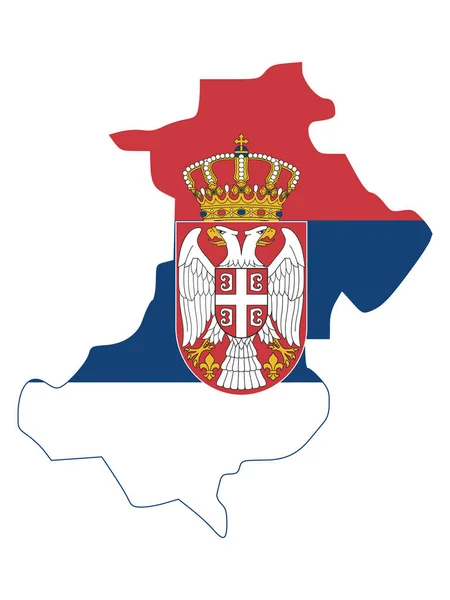 Vektorillustration Der Flagge Die Die Karte Des Nordkosovos Eingefügt Ist — Stockvektor