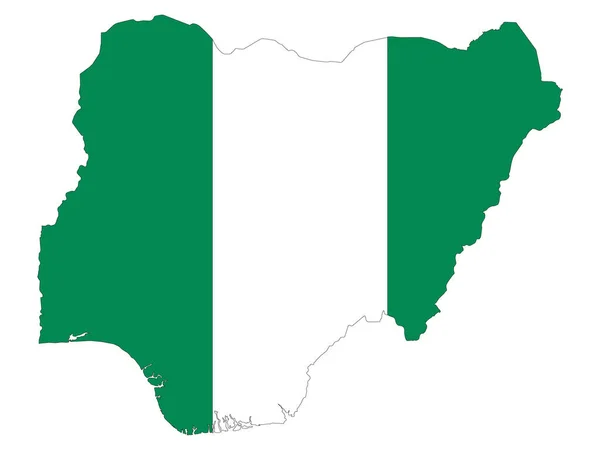 Vector Illustration Flag Incorporated Map Nigeria — 스톡 벡터