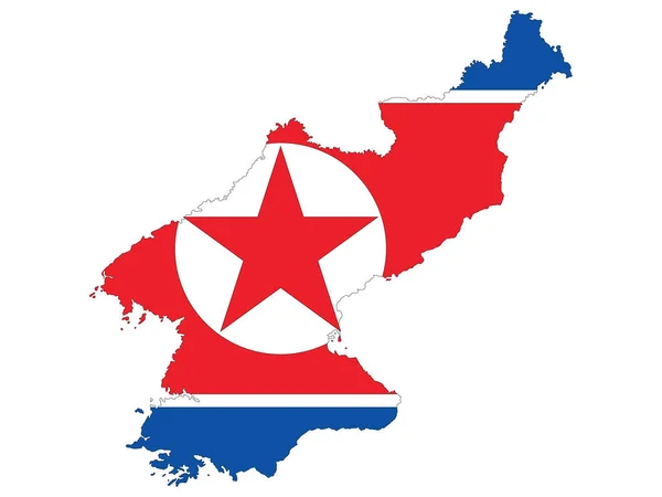 Vector Illustration Flag Incorporated Map North Korea — стоковый вектор