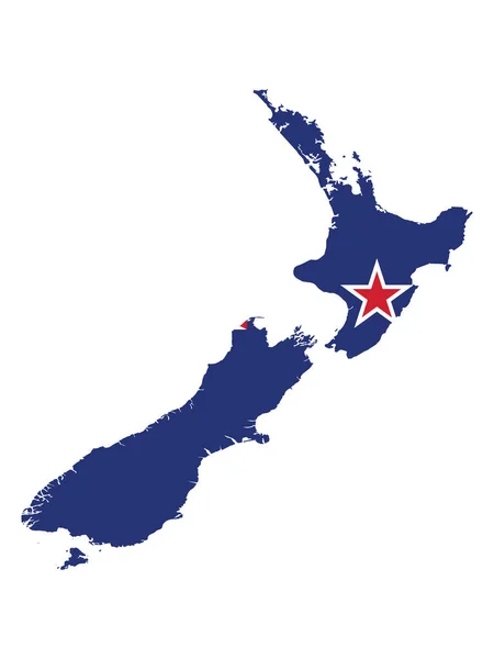 Vector Illustratie Van Vlag Opgenomen Kaart Van Nieuw Zeeland — Stockvector