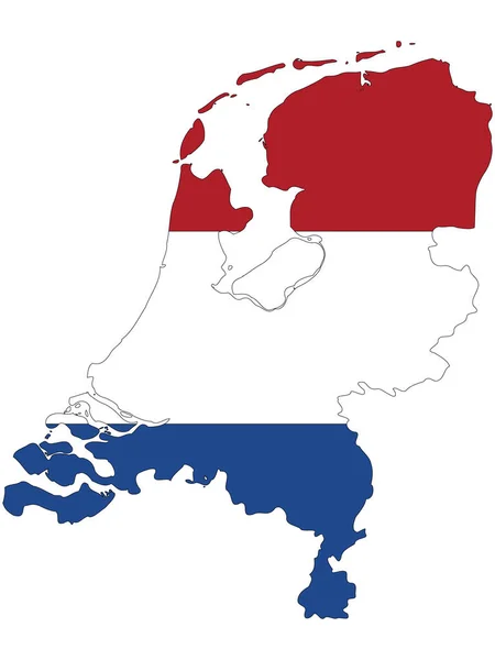 オランダ地図に組み込まれた旗のベクトルイラスト — ストックベクタ