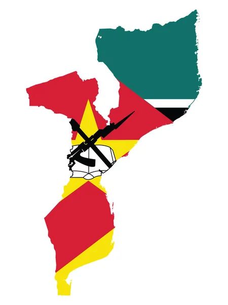 Ilustración Vectorial Bandera Incorporada Mapa Mozambique — Vector de stock