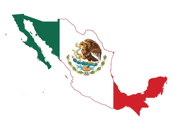 Ilustración Vectorial Bandera Incorporada Mapa México — Vector de stock