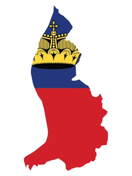 Illustrazione Vettoriale Della Bandiera Incorporata Nella Mappa Del Liechtenstein — Vettoriale Stock