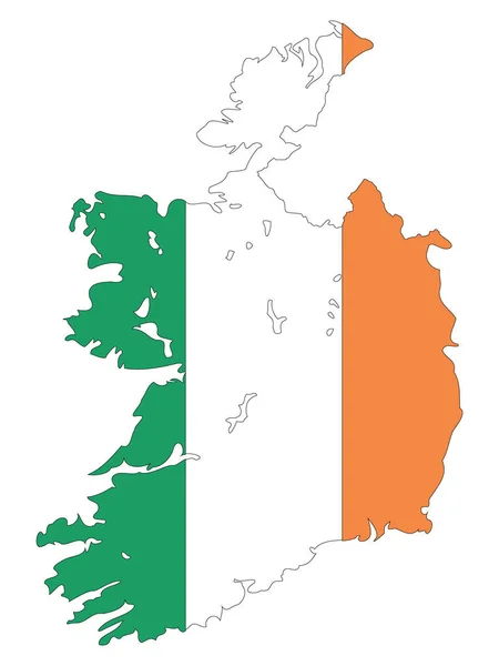 纳入爱尔兰共和国地图的国旗的矢量图解 — 图库矢量图片