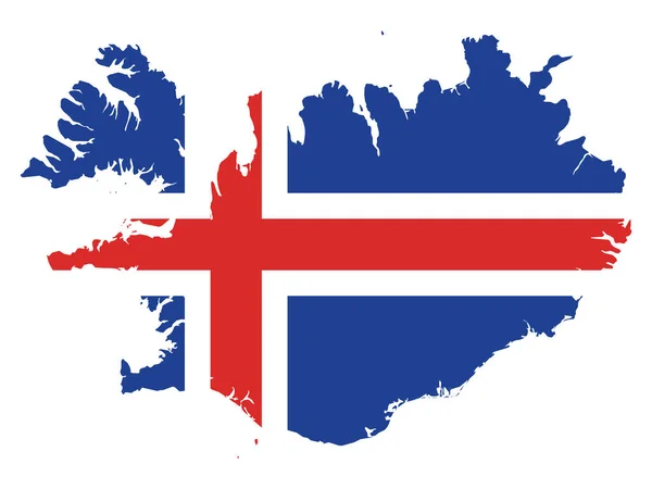 Vector Illustration Flag Incorporated Map Iceland — 스톡 벡터