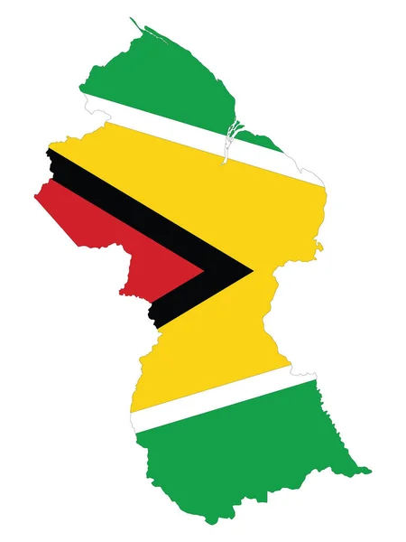 Ilustración Vectorial Bandera Incorporada Mapa Guyana — Archivo Imágenes Vectoriales