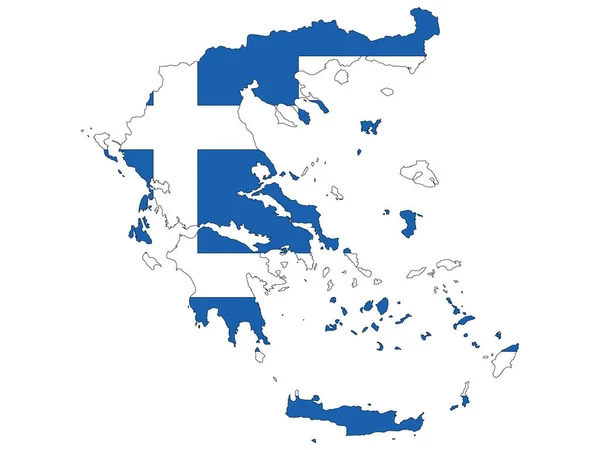 Εικονογράφηση Διανυσματικού Της Ενσωματωμένης Σημαίας Στο Χάρτη Της Ελλάδας — Διανυσματικό Αρχείο