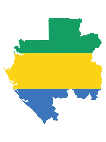Illustration Vectorielle Drapeau Incorporé Dans Carte Gabon — Image vectorielle