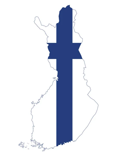 Ilustracja Wektorowa Bandery Włączonej Mapy Finlandii — Wektor stockowy