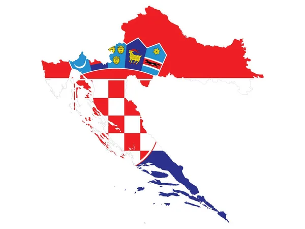 Ilustración Vectorial Bandera Incorporada Mapa Croacia — Archivo Imágenes Vectoriales