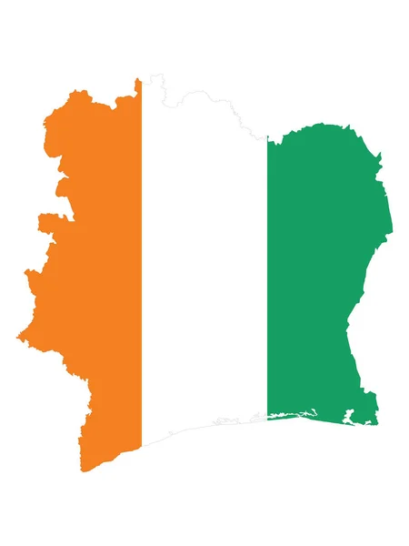 Ilustracja Wektorowa Bandery Umieszczonej Mapie Wybrzeża Kości Słoniowej — Wektor stockowy