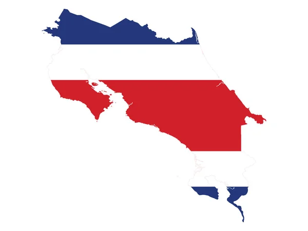 Vektorillustration Der Flagge Die Die Landkarte Von Costa Rica Eingefügt — Stockvektor