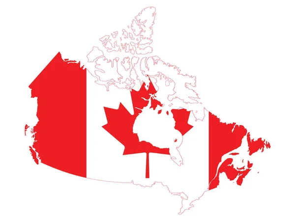 Vector Illustratie Van Vlag Opgenomen Kaart Van Canada — Stockvector