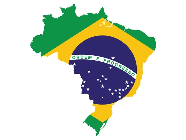 Vector Illustration Flag Incorporated Map Brazil — стоковий вектор