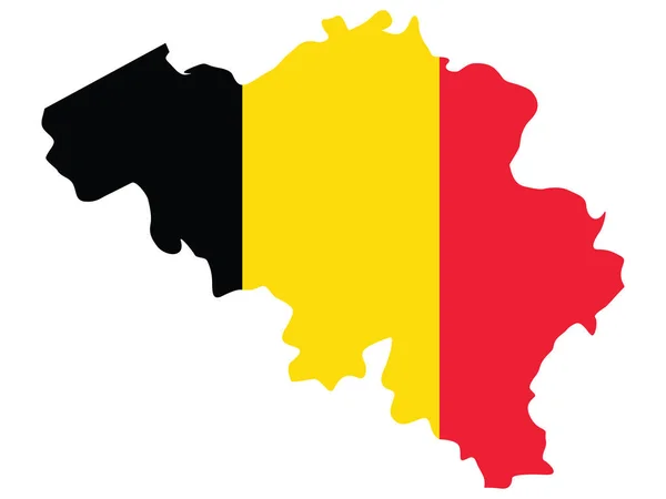 Vector Illustration Flag Incorporated Map Belgium Dalam Bahasa Inggris - Stok Vektor