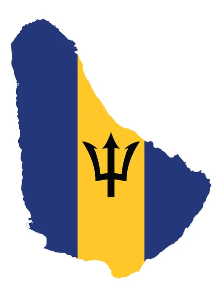 Vektorová Ilustrace Vlajky Začleněné Mapy Barbadosu — Stockový vektor
