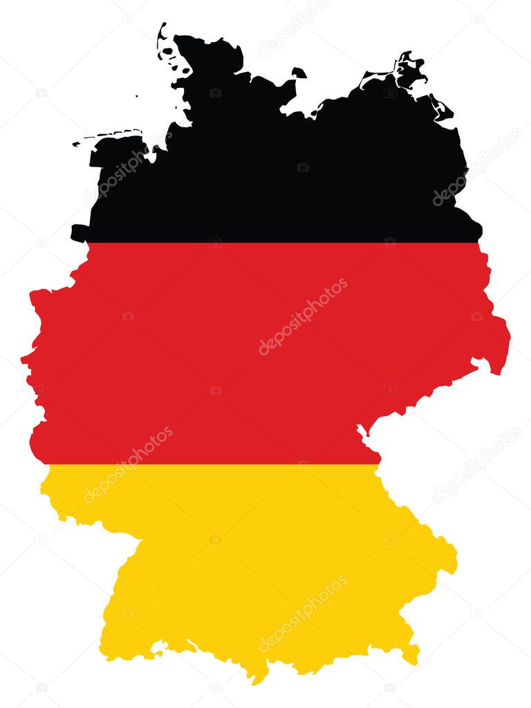 Vector Illustration of the Flag Incorporated Into the Map of Germany