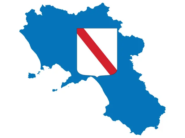 Ilustracja Wektorowa Mapy Bandery Włoskiego Regionu Kampania — Wektor stockowy