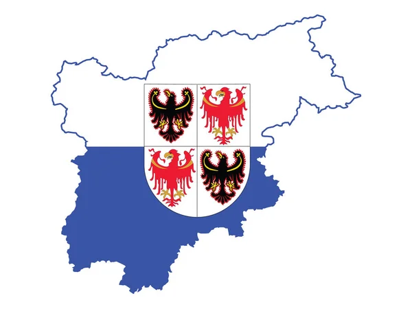 Ilustração Vetorial Mapa Bandeira Região Italiana Trentino Tirol Sul — Vetor de Stock