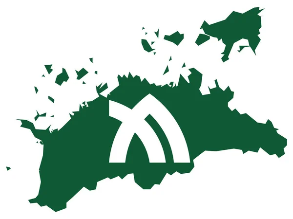 Vektorillustration Flaggkartan Över Den Japanska Prefekturen Ishikawa — Stock vektor