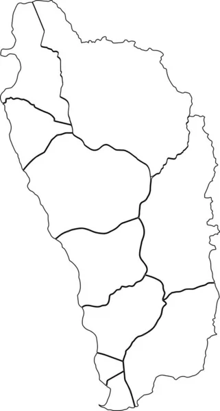 Λευκό Διανυσματικό Χάρτη Της Ντομίνικα Μαύρα Σύνορα Των Ενοριών Της — Διανυσματικό Αρχείο