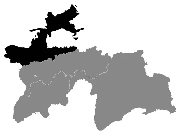 Poziția Neagră Harta Regiunii Tadjik Din Sughd Harta Gri Tadjikistanului — Vector de stoc